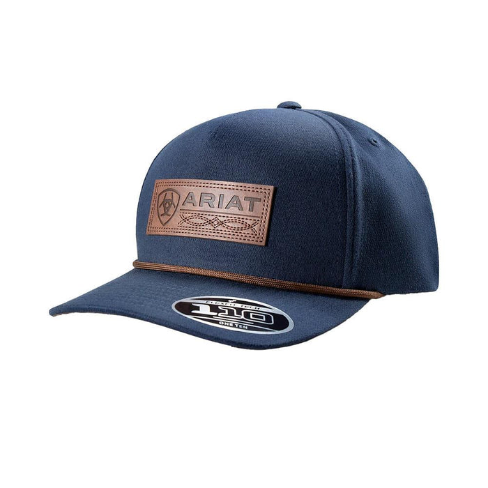 Men's Faux Leather Patch Navy Logo Cap