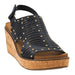 Women's Black Studded Can We Go Wedge Sandal