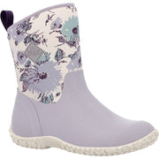Women's Grey Purple Flower Rubber Boot