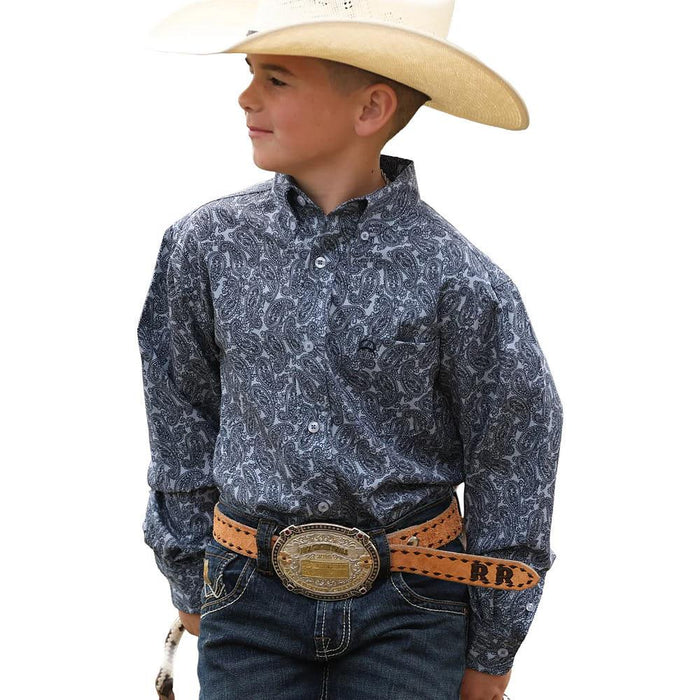 Boy's Light Blue Print ArenaFlex Shirt