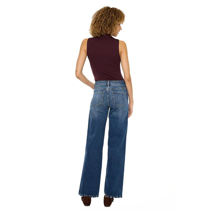 Women's Dark Wash High Rise Wide Leg Jean