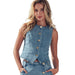 Women's Denim Blue Button Vest