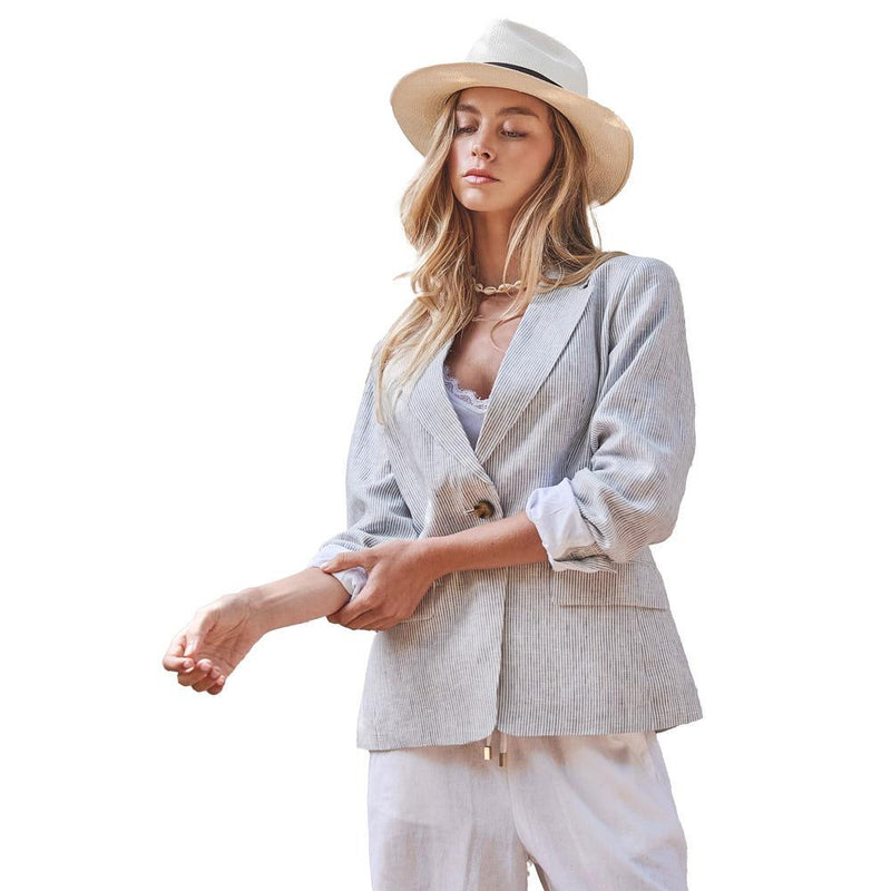 Women's Light Blue Portside Linen Blazer
