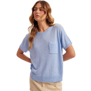 Women's Periwinkle Loose Fit Short Sleeve Sweater
