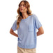 Women's Periwinkle Loose Fit Short Sleeve Sweater