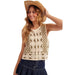 Women's Olive Button Crochet Vest