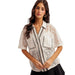 Women's White Piping Contrast Lace Shirt