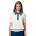Women's Ivory Park Avenue with Blue Collar Short Sleeve Sweater