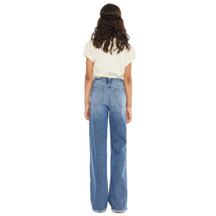 Girl's High Rise Slim Wide Leg Jeans