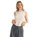 Wom Ivory Stripe Sleeveless Sweater Top