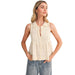 Wom Oat Milk Mixed Media Sleeveless Sweater Top
