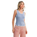 Wom Cashmere Blue Picot Trim Tank