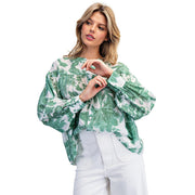 Women's Emerald Floral Print Top