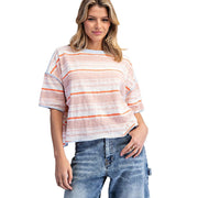Women's Coral Brze Striped Boxy Top