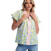Women's Sky Blush Floral Scallop Edge Top