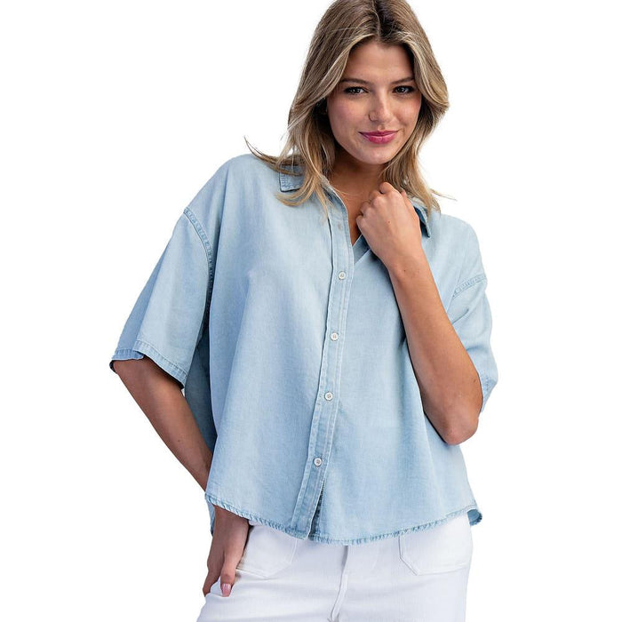 Women's Denim Button Down Blouse