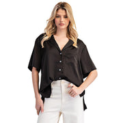Women's Black Satin Top
