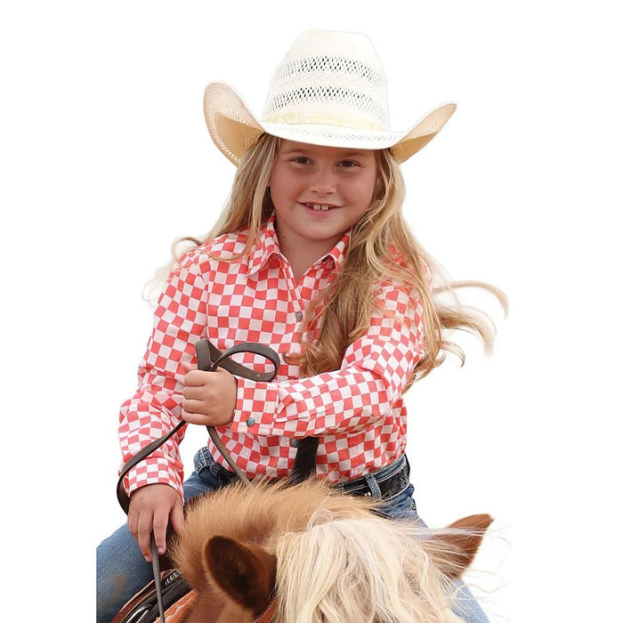 Girl's Coral Check Shirt