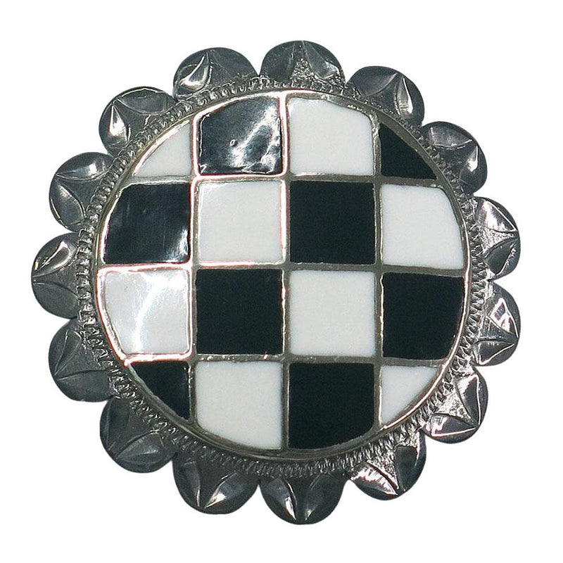 1.5in Black and White Checkered Screwback Concho
