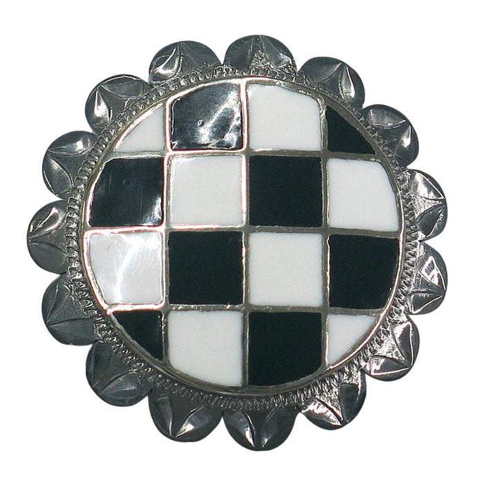 1.5in Black and White Checkered Screwback Concho
