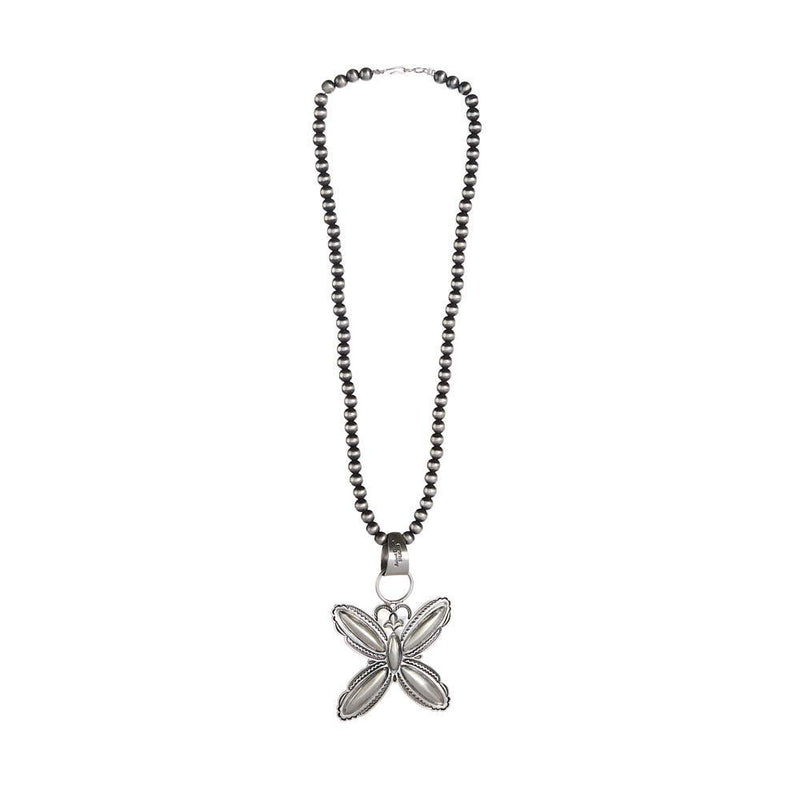 Sterling Silver Butterfly Navajo Pearl Necklace