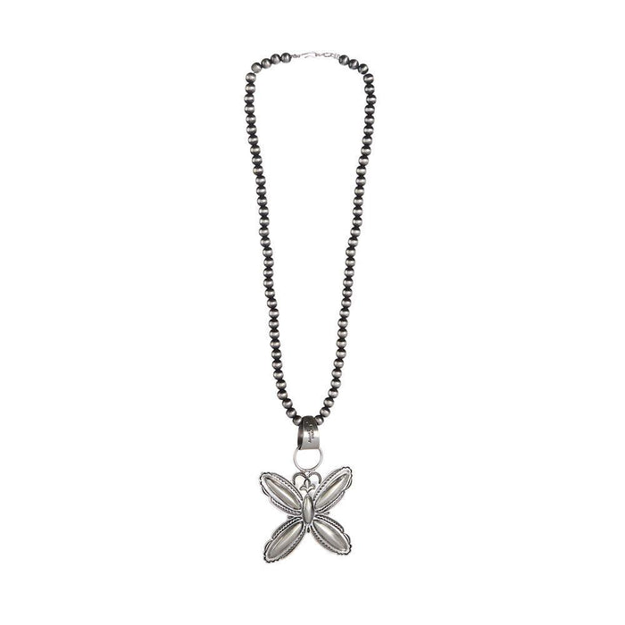 Sterling Silver Butterfly Navajo Pearl Necklace
