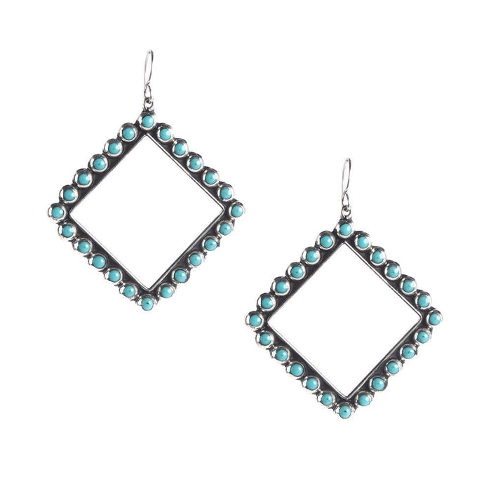 Sterling & Turquoise Diamond Earrings