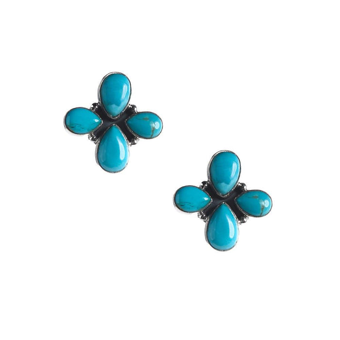 Sterling Turquoise Floral Earrings