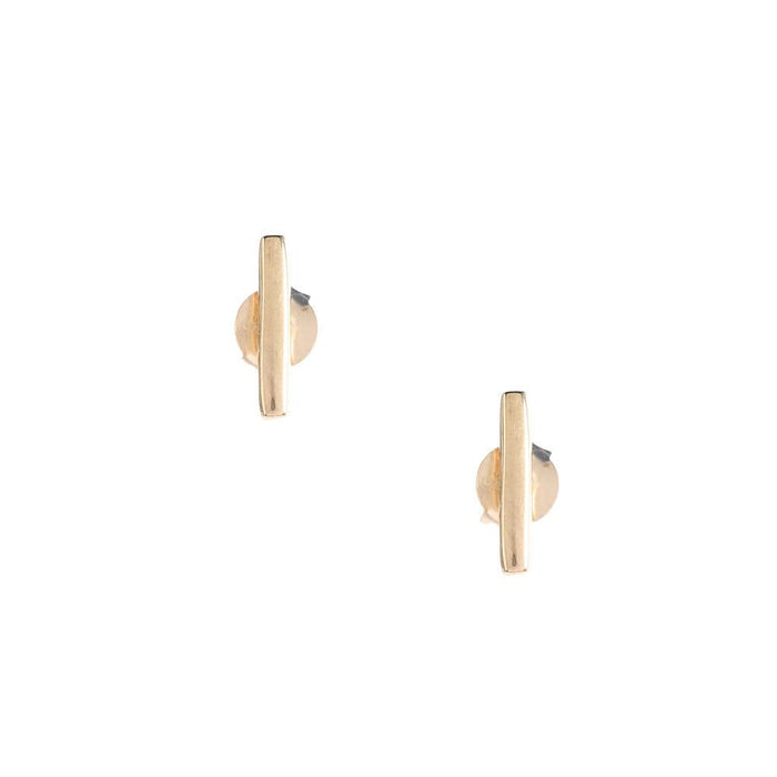 Gold Plated Sterling Silver Tiny Bar Stud Earrings