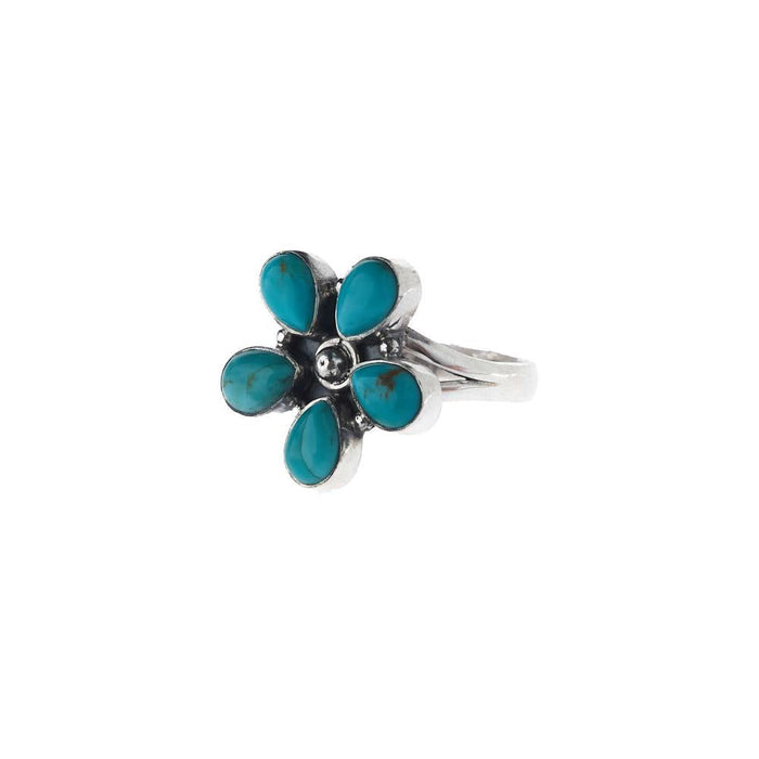 Sterling Turquoise Flower Ring