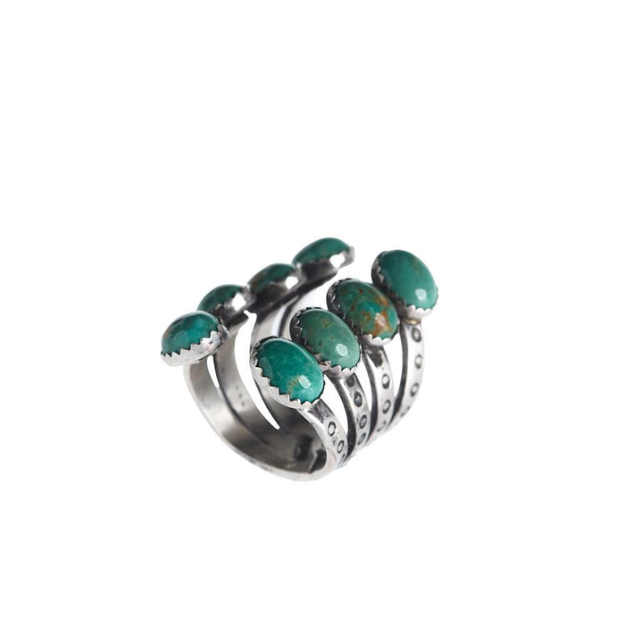 Sterling Silver Turquoise Detailed Open Ring