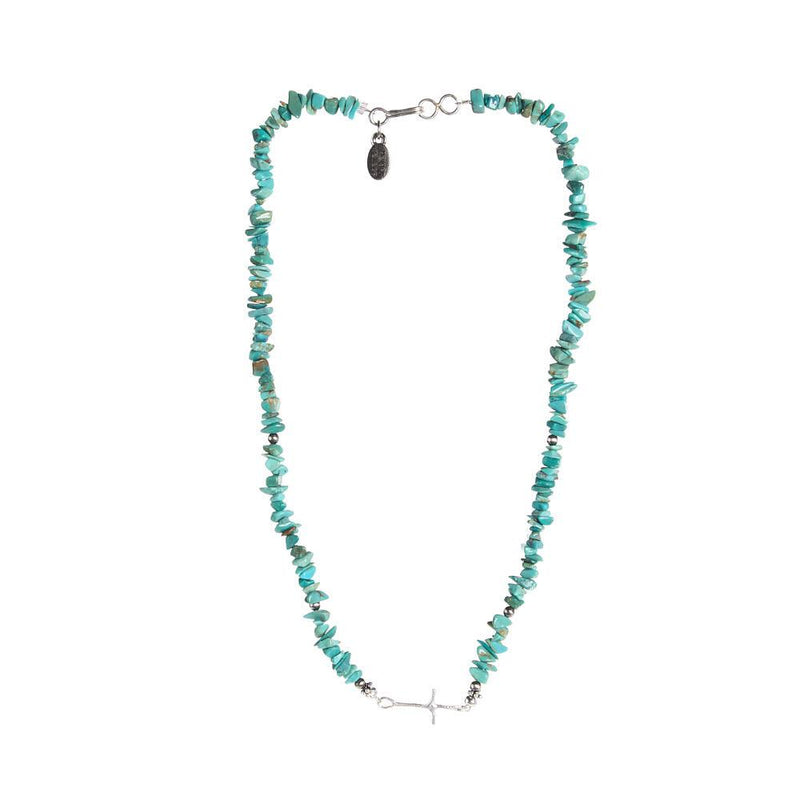 Tiny Cross Turquoise Chip Bracelet