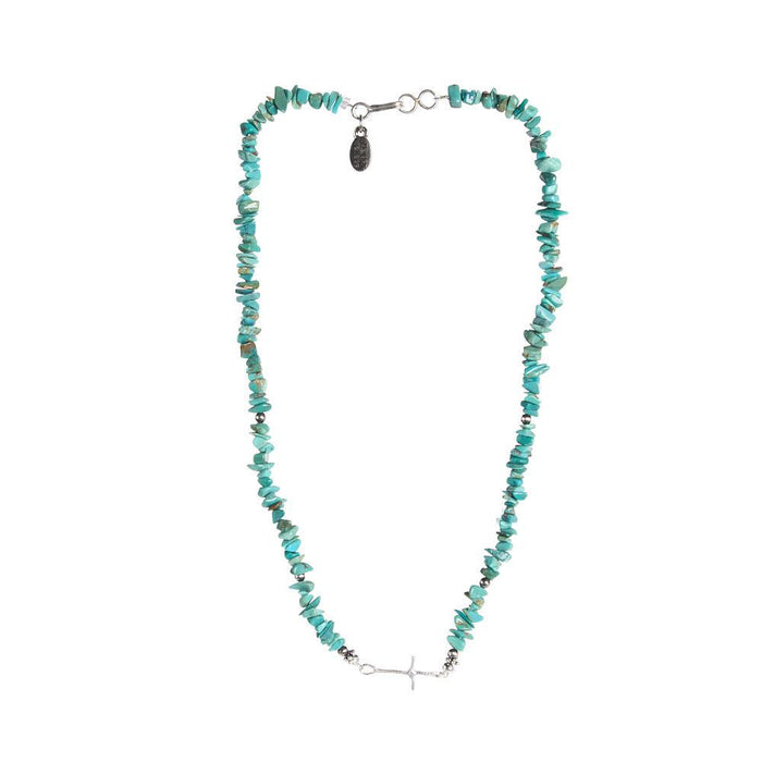 Tiny Cross Turquoise Chip Bracelet