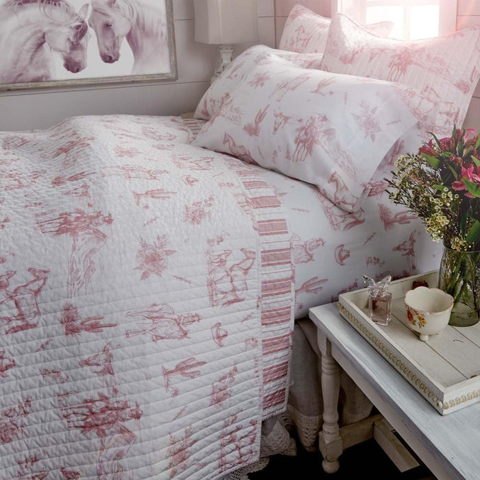 Dusty Rose Cowgirl Toile Quilt