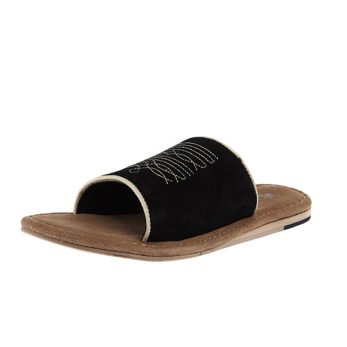 Women's Black Suede With Toe Bug Sandal