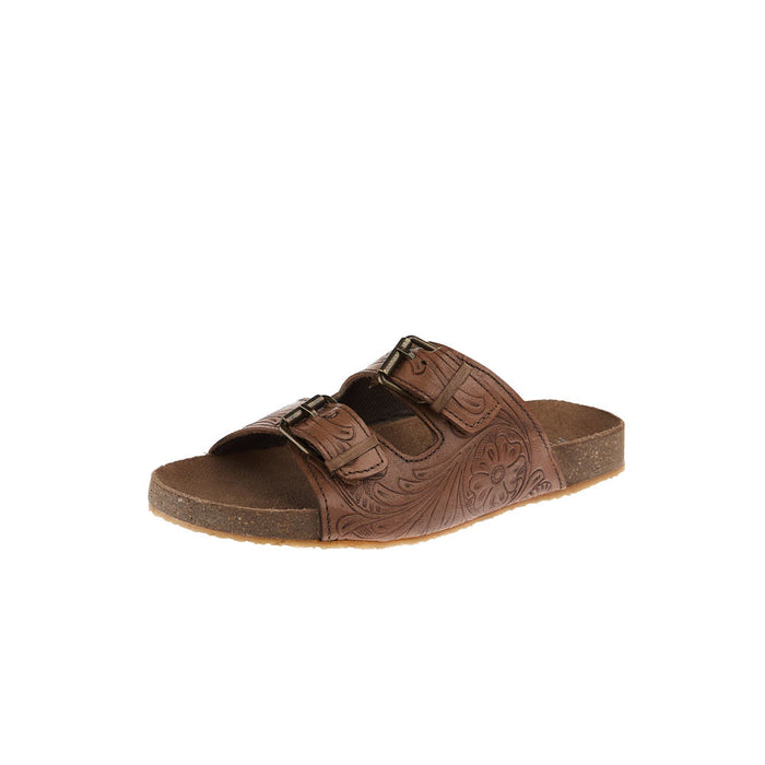 Women's Desiree Tan Tooled Two Buckle Sandal