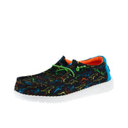 Kid's Wally Dinoworld Black and Neon Multi Casual Shoe
