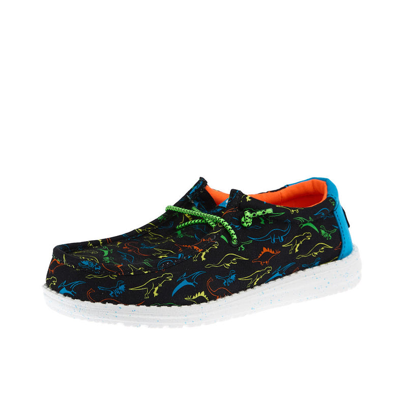 Kid's Wally Dinoworld Black and Neon Multi Casual Shoe
