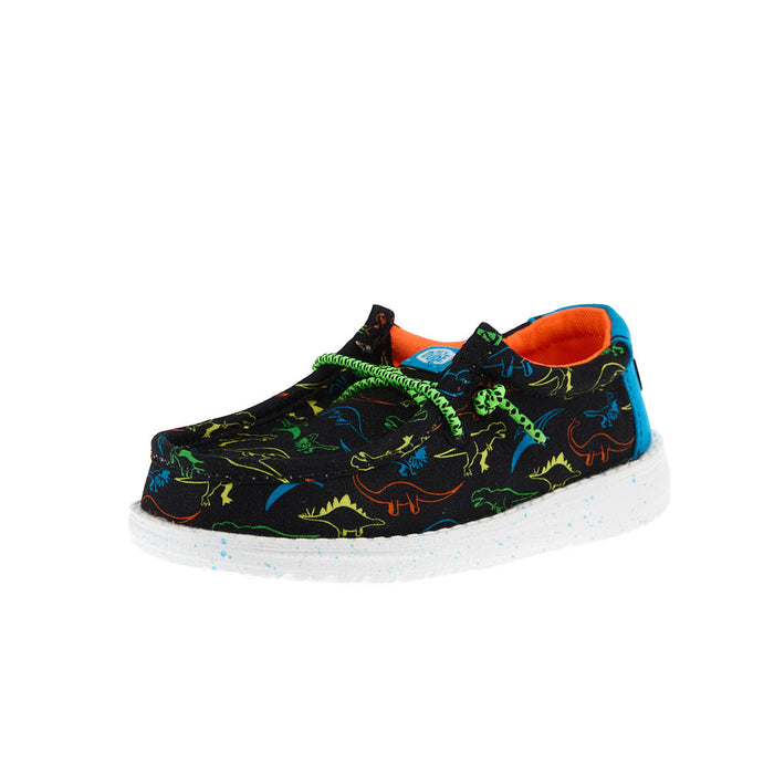 Toddler's Wally Dinoworld Black and Neon Multi Casual Shoe