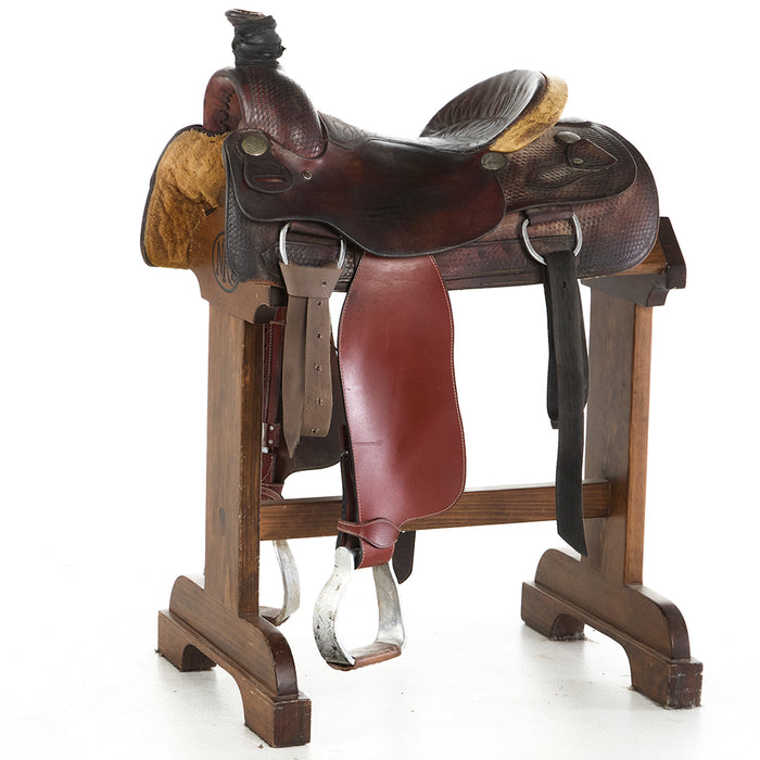 Used 16in Basket Stamp Quilted Seat Team Roper