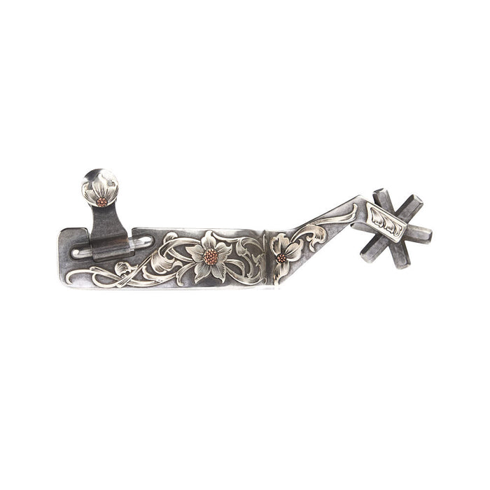 1in Mounted Floral 6pt Rowel Spurs