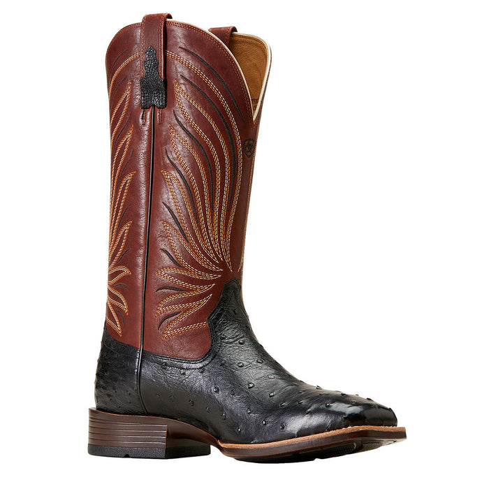 Men's Brandin' Ultra Jet Black Full Quill Ostrich Cowboy Boot