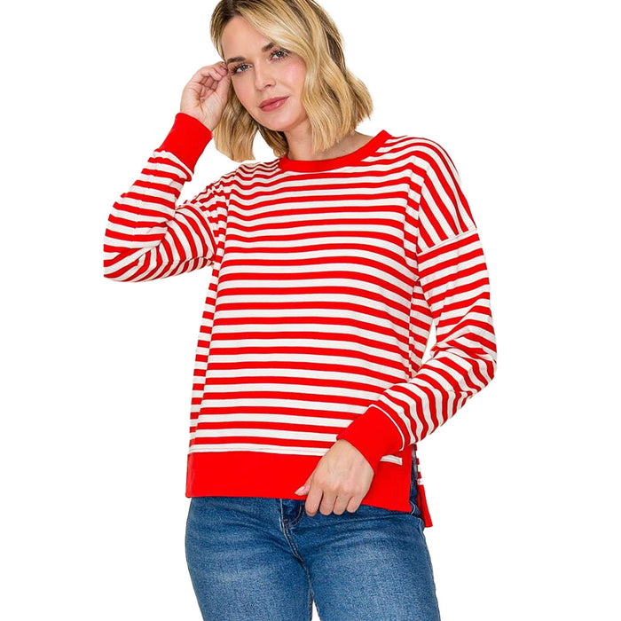 Staccato Women's Red Stripe Relaxed Fit Pullover