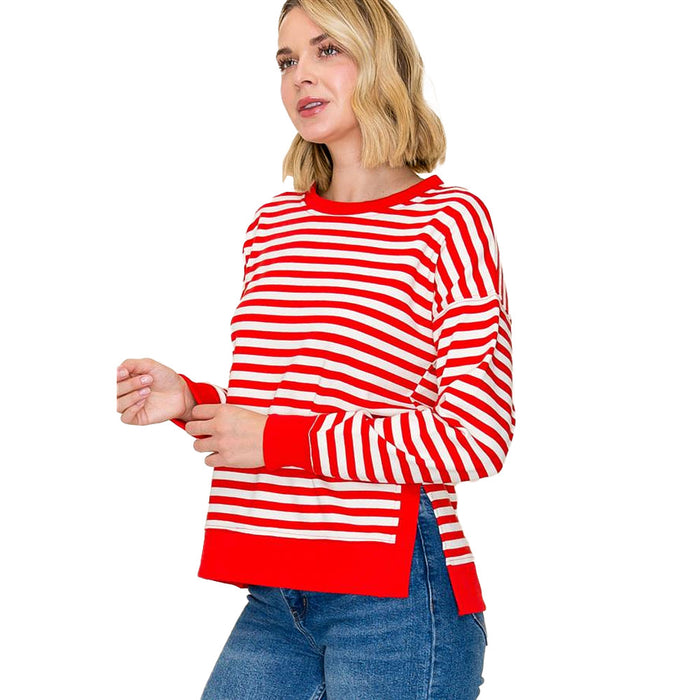 Staccato Women's Red Stripe Relaxed Fit Pullover