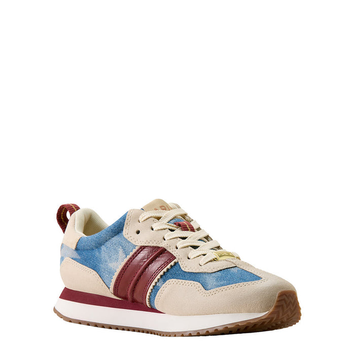 Women's Tan Suede Denim Stars Ranch Runner Tennis Shoe