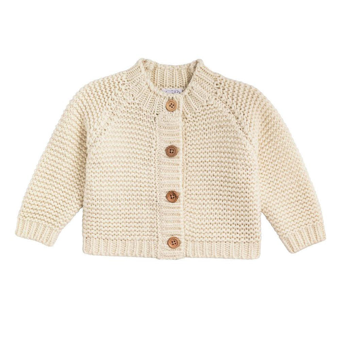 Boy's Ivory Garter Stitch Cardigan