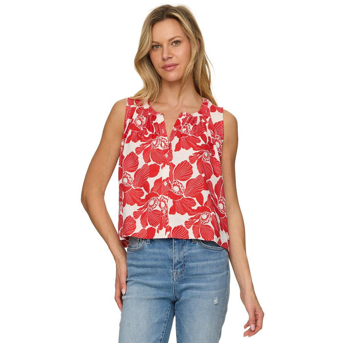 Women's RedWhite Marina Print Tank