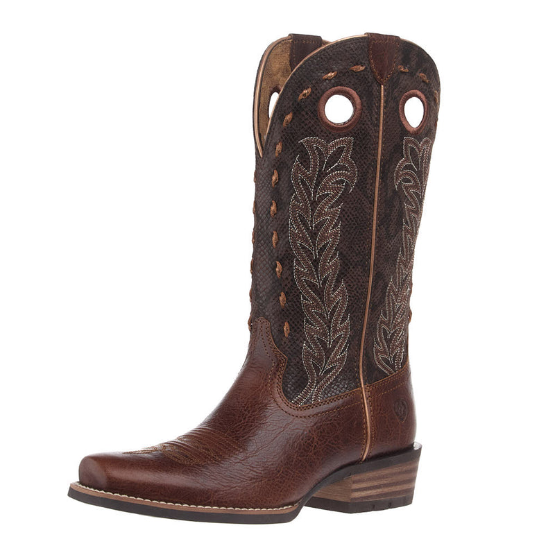 Women's Lucera Deepest Tan Vamp 12in Chocolate Snake Print Top Boot
