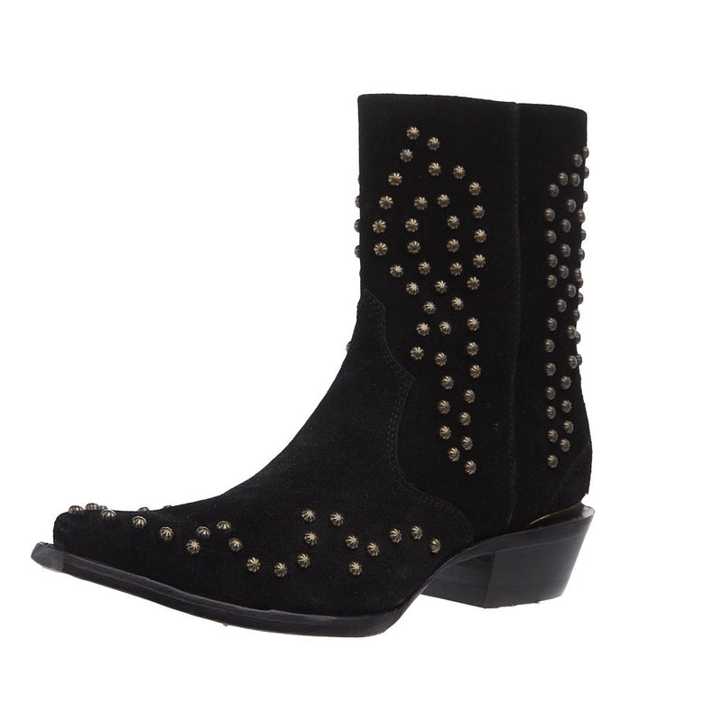 Women's Siren Black Suede Studded Bootie