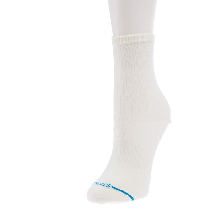 Women's Fine Rib Ivory Quarter Socks